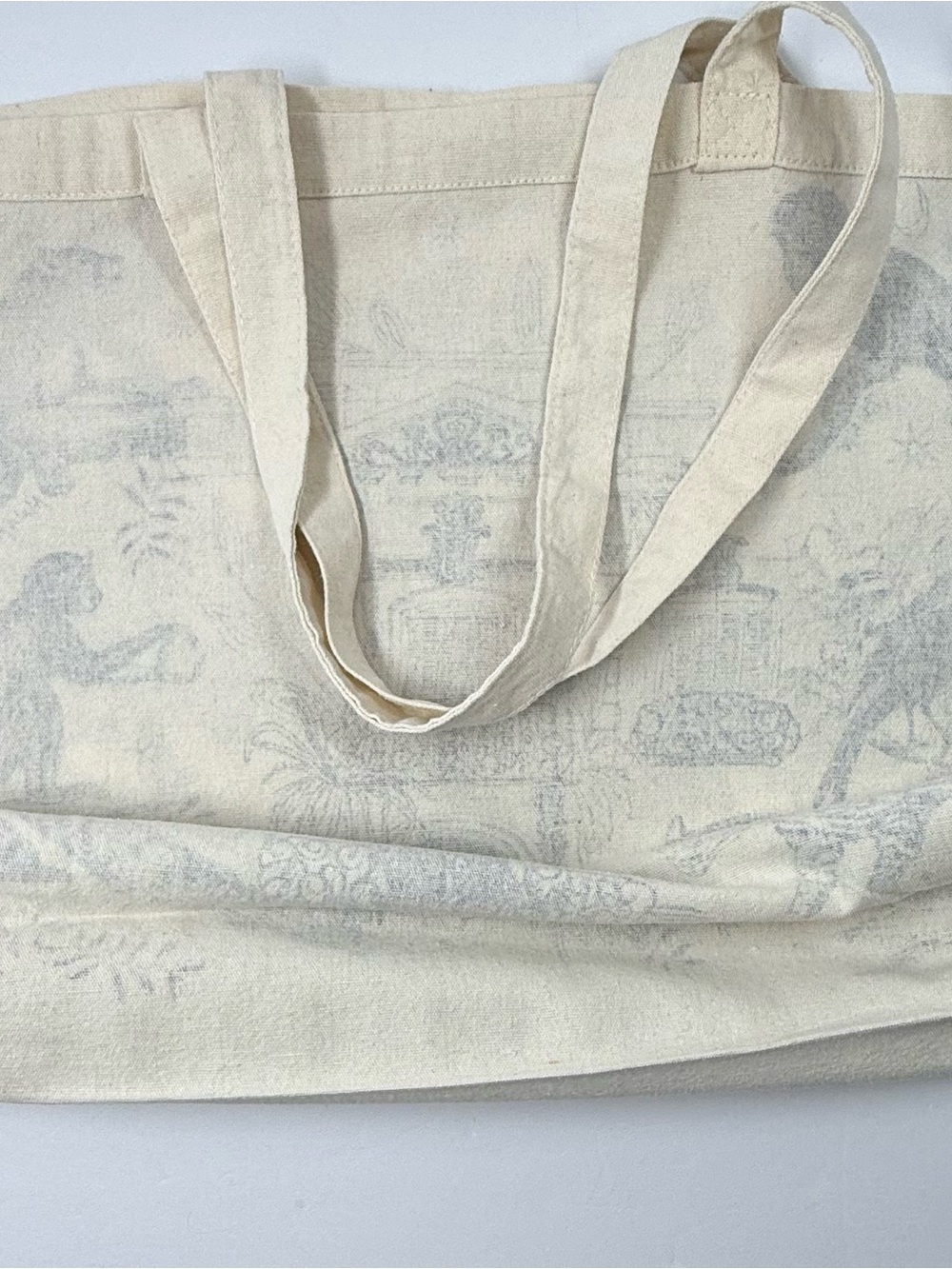 Sezane Maia Bunge Tote Blue Jungle Paradiso Print canvas tote bag. - Picture 9 of 9